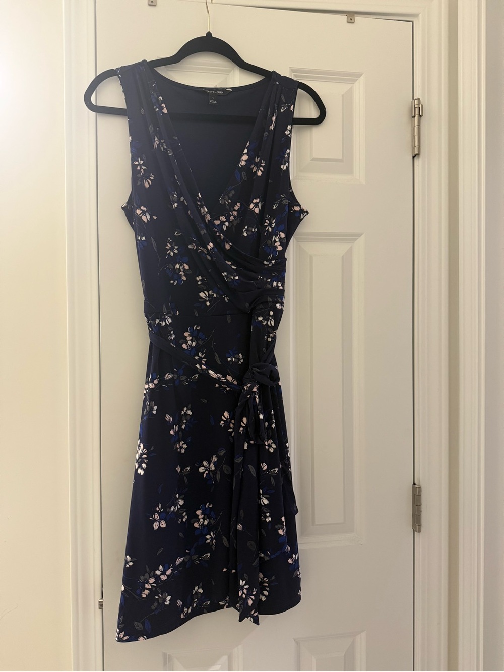 41 Hawthorn Navy Floral Faux-Wrap Midi Dress